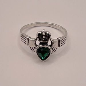 Sterling Silver Crystal Claddagh Ring